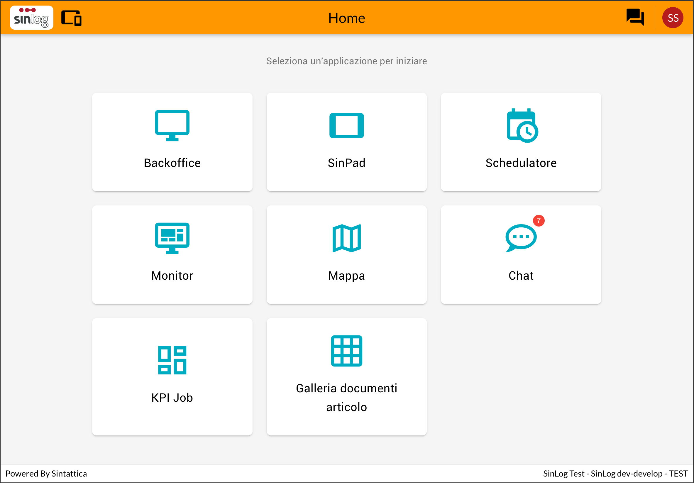 Home SinLog con SinTalk integrato tra gli altri moduli