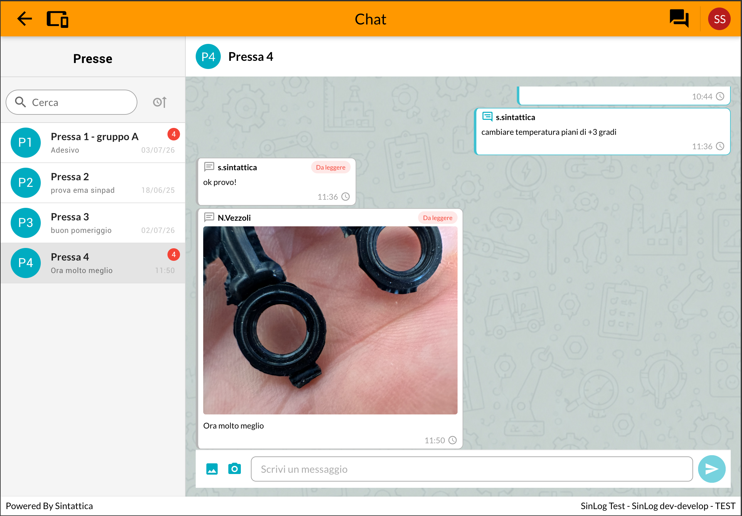SinTalk aperto direttamente su SinPad in reparto